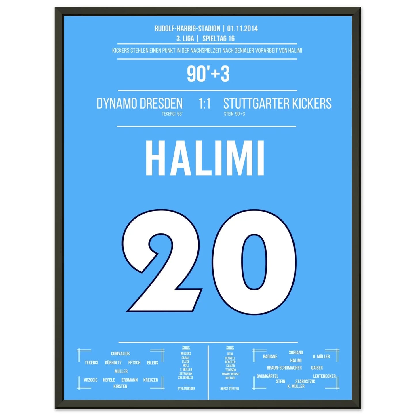 Halimi's genialer Moment in der Nachspielzeit in Dresden 2014 45x60-cm-18x24-Schwarzer-Aluminiumrahmen