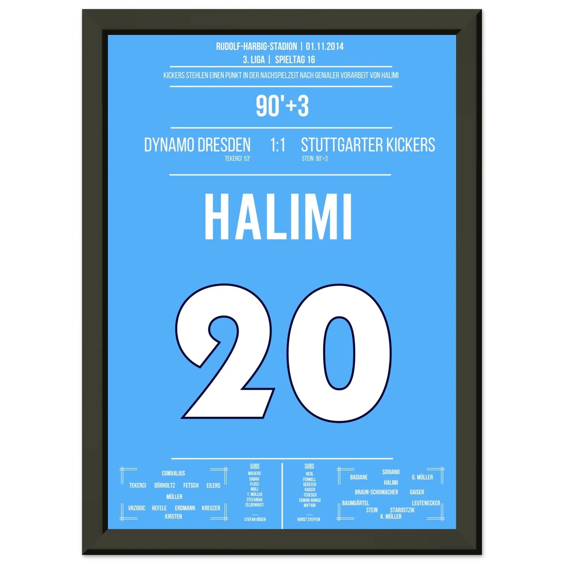 Halimi's genialer Moment in der Nachspielzeit in Dresden 2014 A4-21x29.7-cm-8x12-Schwarzer-Aluminiumrahmen