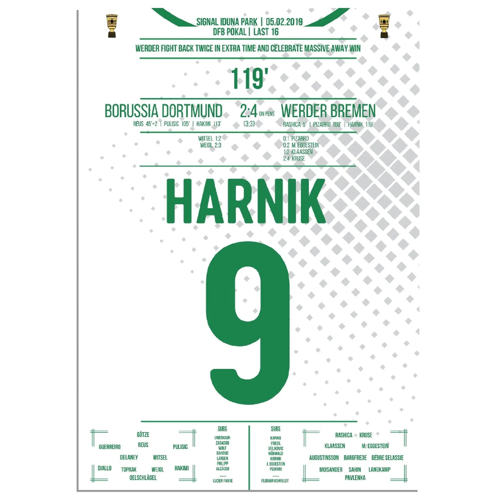 Harnik schießt Bremen ins Elfmeterschiessen des DFB Pokals 2019 