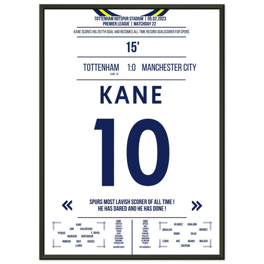 Harry Kane bricht den Tor-Rekord der Spurs 50x70-cm-20x28-Schwarzer-Aluminiumrahmen