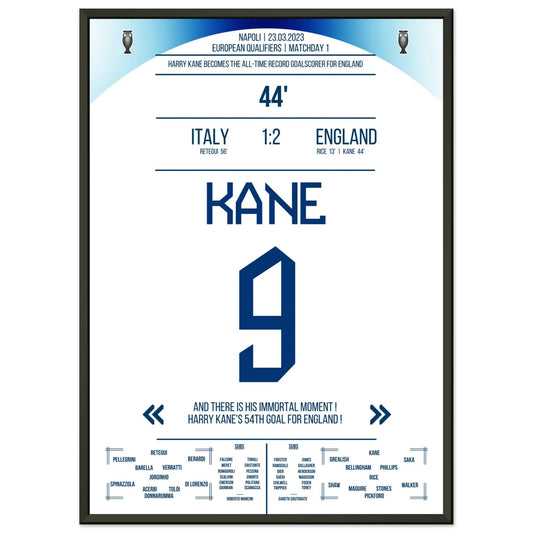 Harry Kane's Rekord-Tor für England 50x70-cm-20x28-Schwarzer-Aluminiumrahmen
