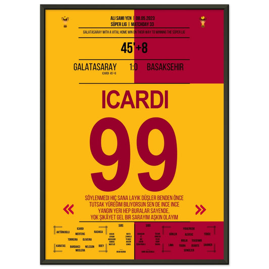 Icardi schießt Galatasaray zum Sieg gegen Basaksehir 50x70-cm-20x28-Schwarzer-Aluminiumrahmen