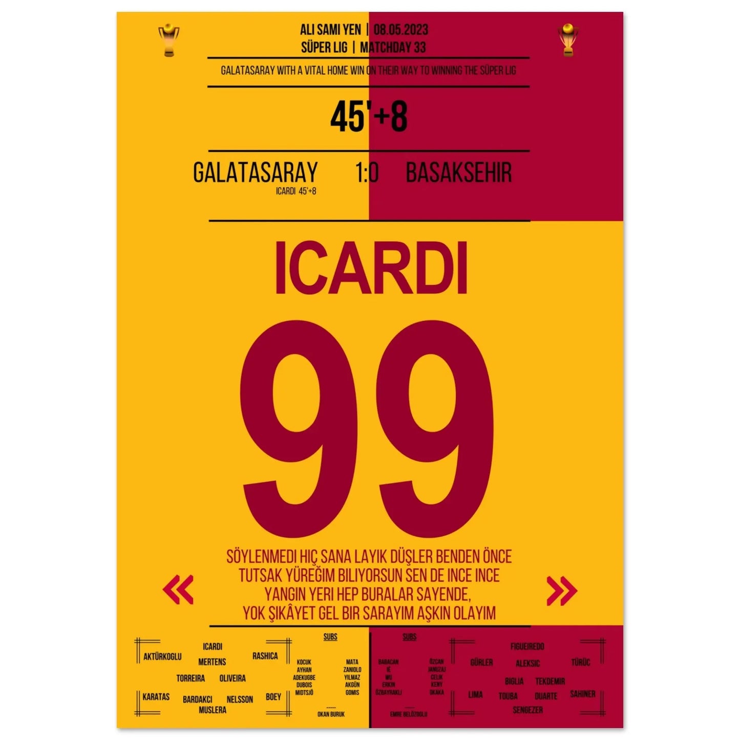 Icardi schießt Galatasaray zum Sieg gegen Basaksehir A4-21x29.7-cm-8x12-Ohne-Rahmen