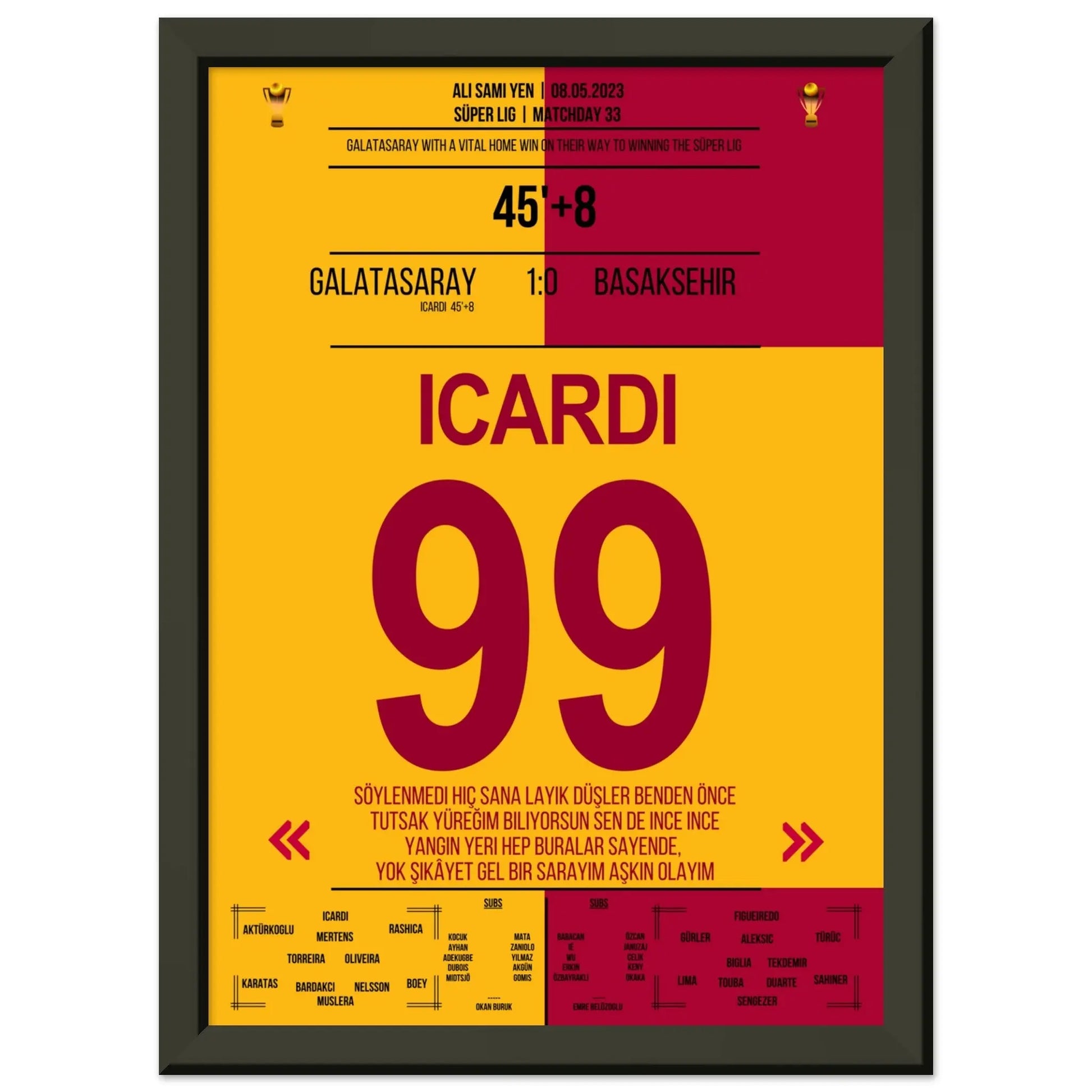 Icardi schießt Galatasaray zum Sieg gegen Basaksehir A4-21x29.7-cm-8x12-Schwarzer-Aluminiumrahmen
