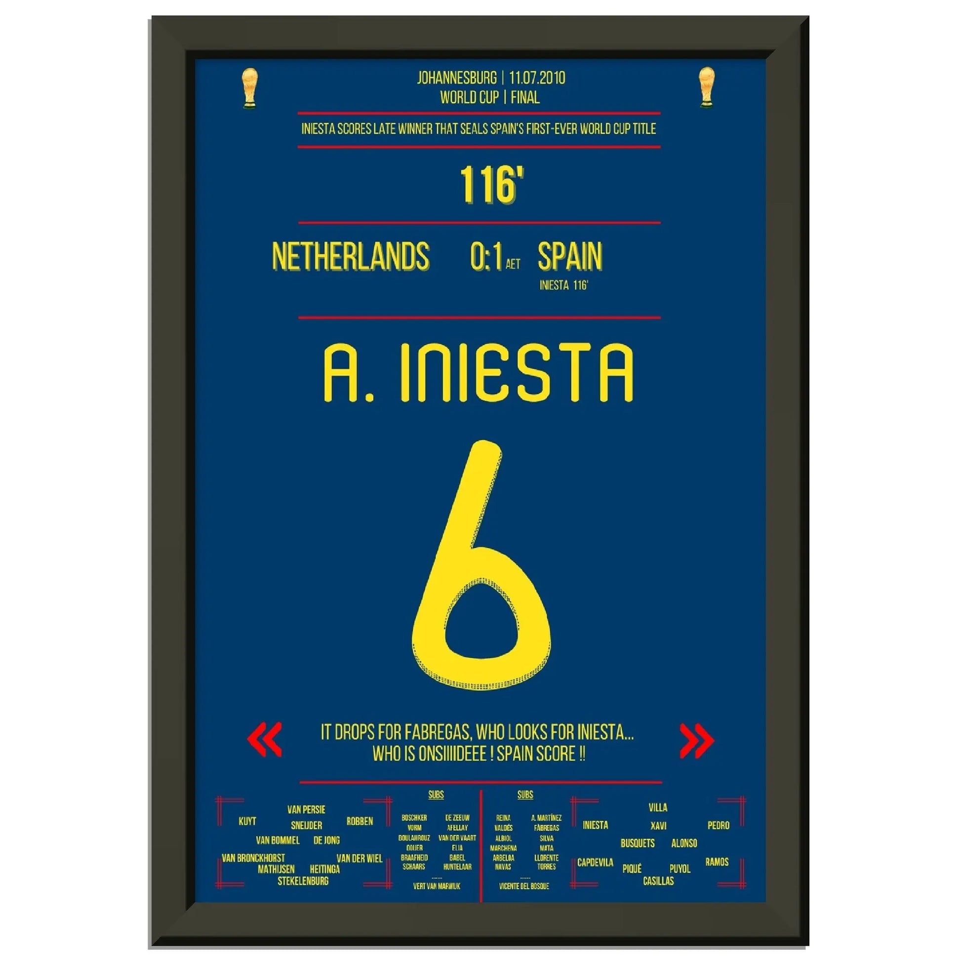 Iniesta's Tor zur Unsterblichkeit im WM Finale 2010 gegen Holland 