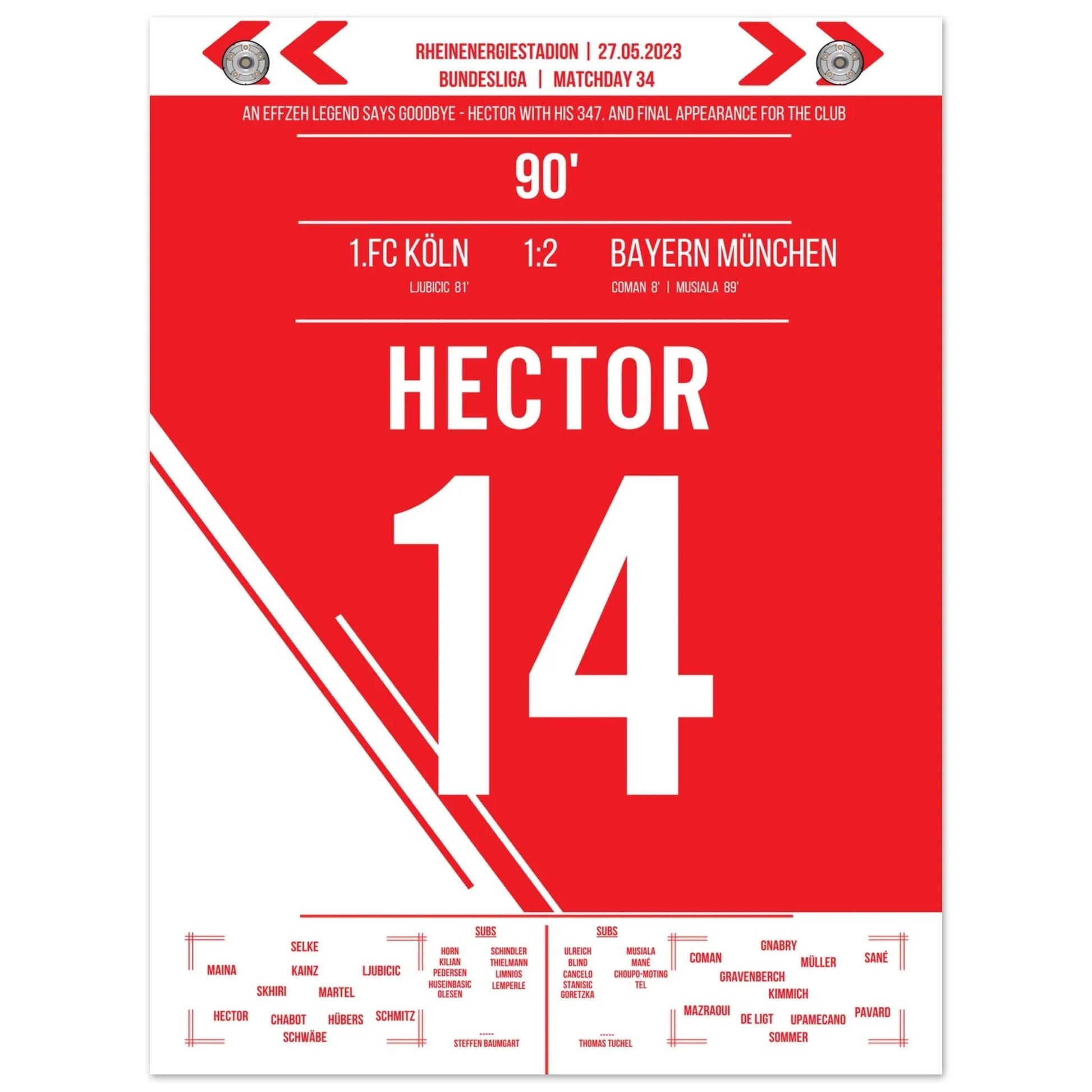 Jonas Hector's letztes Spiel für Köln 45x60-cm-18x24-Ohne-Rahmen