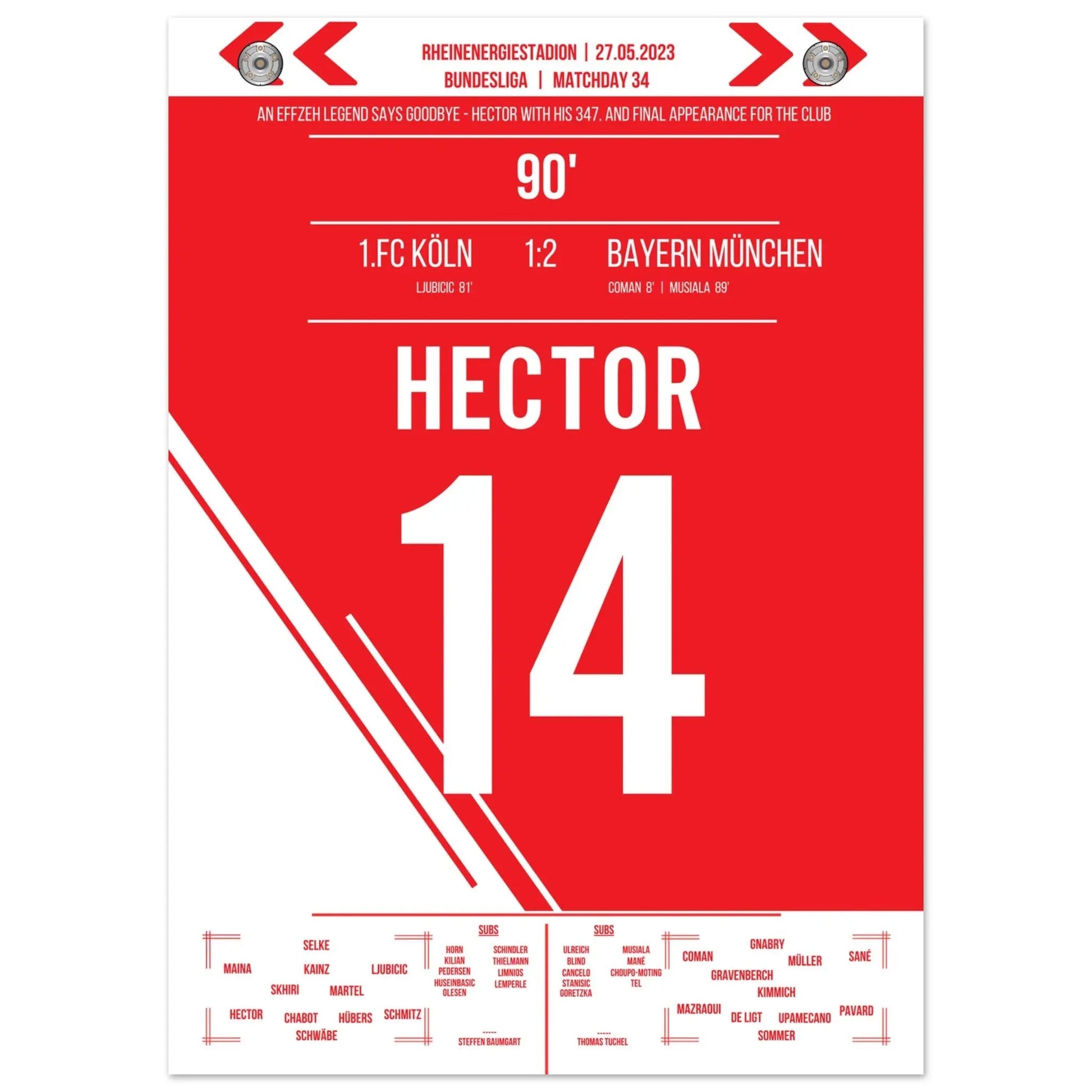Jonas Hector's letztes Spiel für Köln 50x70-cm-20x28-Ohne-Rahmen