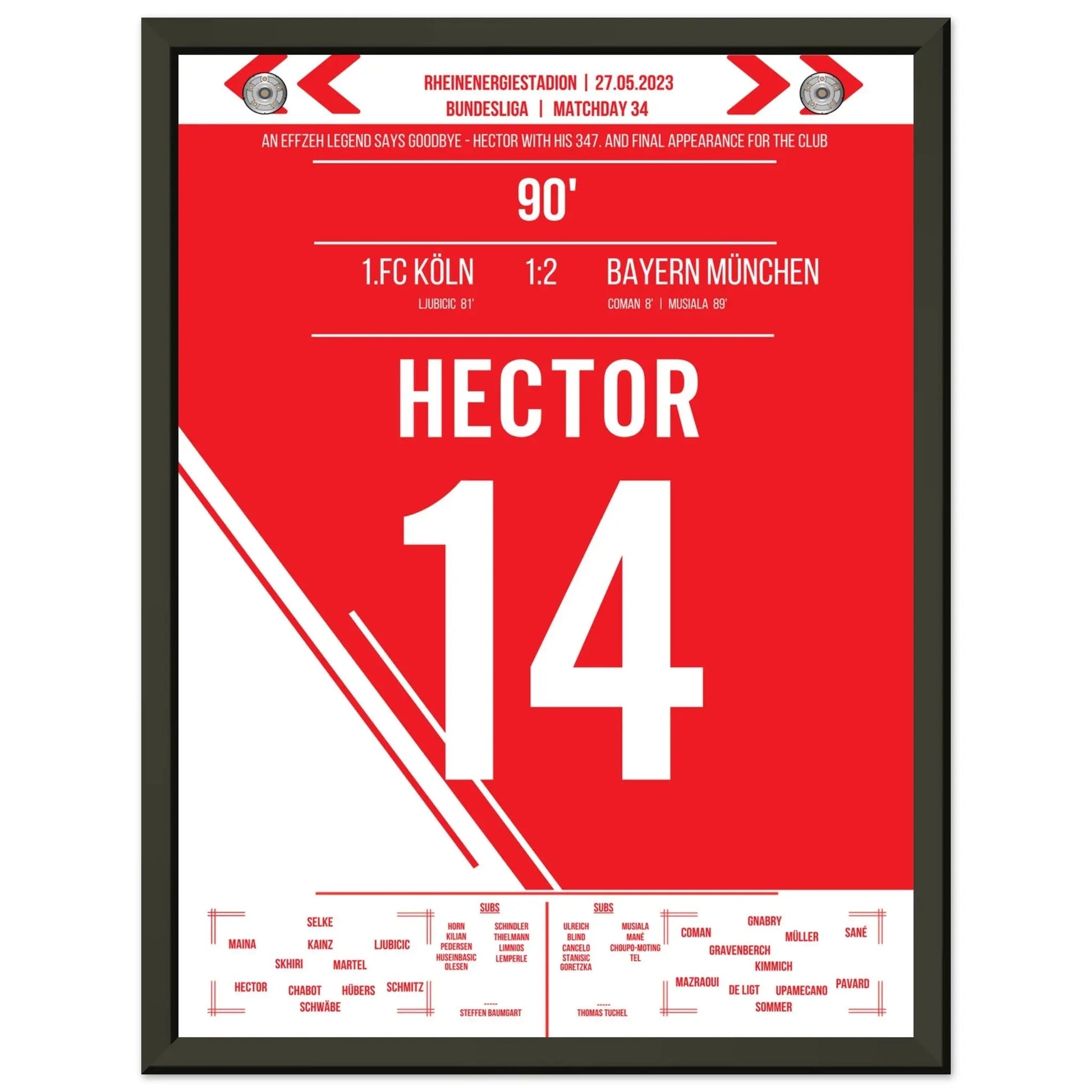 Jonas Hector's letztes Spiel für Köln 30x40-cm-12x16-Schwarzer-Aluminiumrahmen