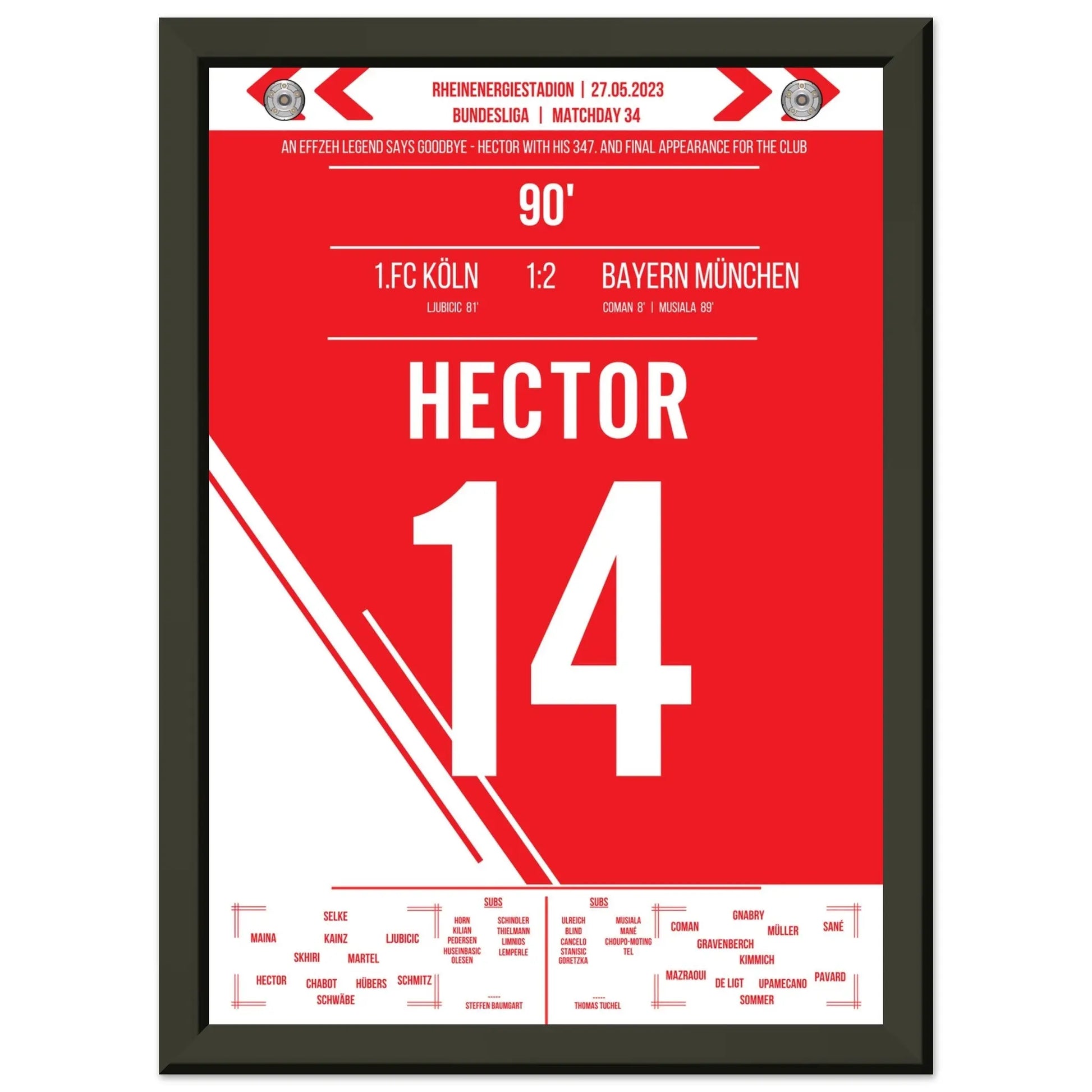 Jonas Hector's letztes Spiel für Köln A4-21x29.7-cm-8x12-Schwarzer-Aluminiumrahmen