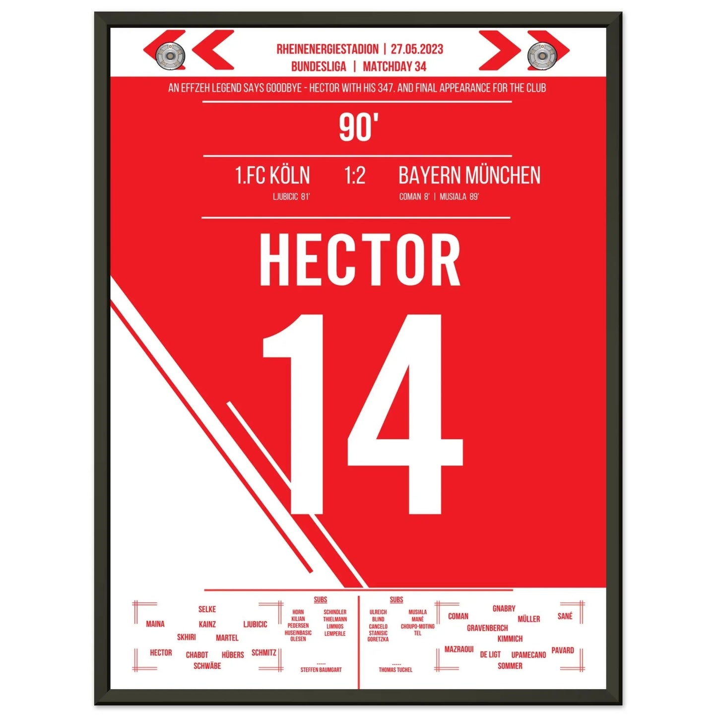 Jonas Hector's letztes Spiel für Köln 45x60-cm-18x24-Schwarzer-Aluminiumrahmen