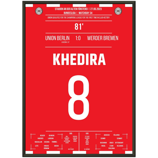 Khedira trifft zum Einzug in die Champions League 2023 50x70-cm-20x28-Schwarzer-Aluminiumrahmen