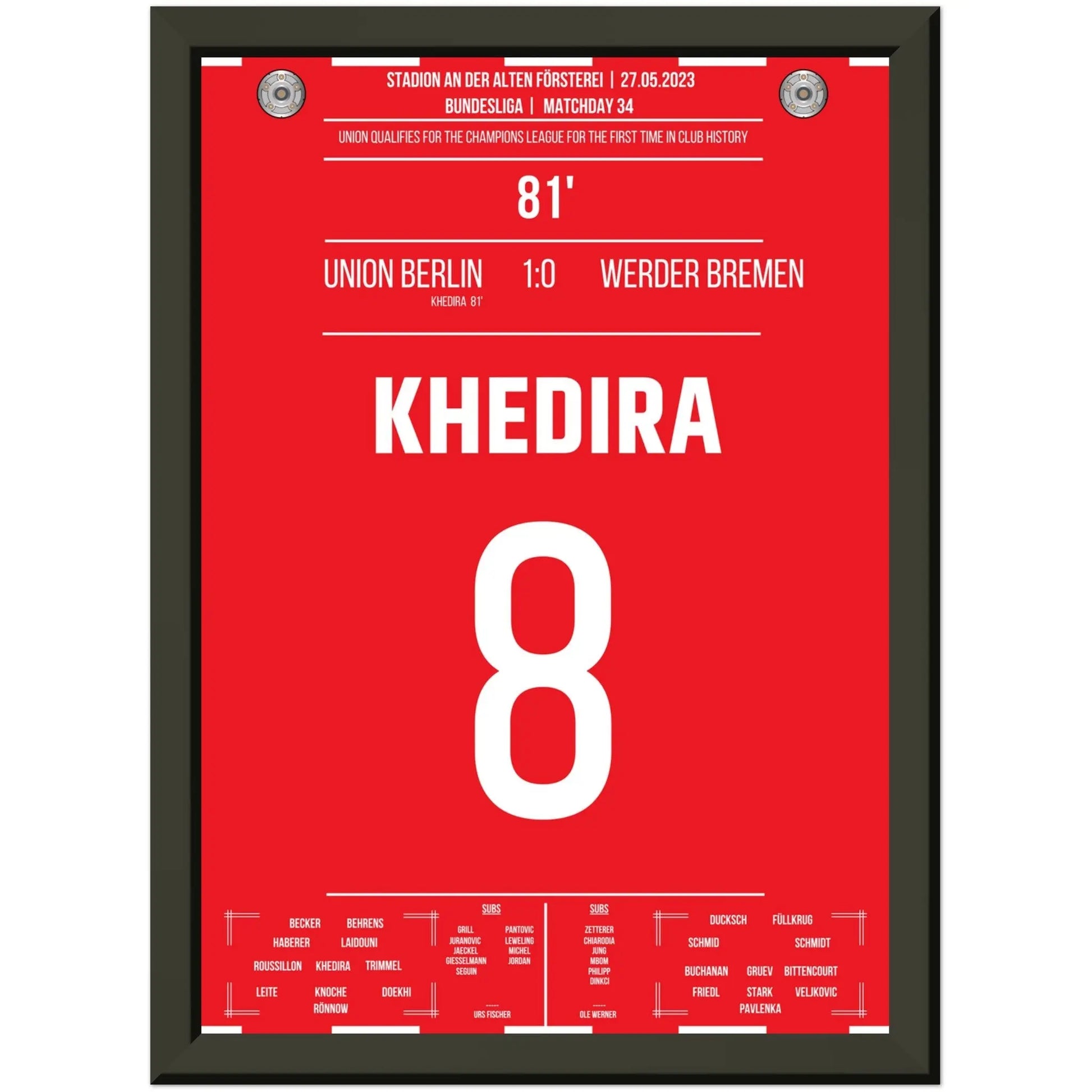 Khedira trifft zum Einzug in die Champions League 2023 A4-21x29.7-cm-8x12-Schwarzer-Aluminiumrahmen