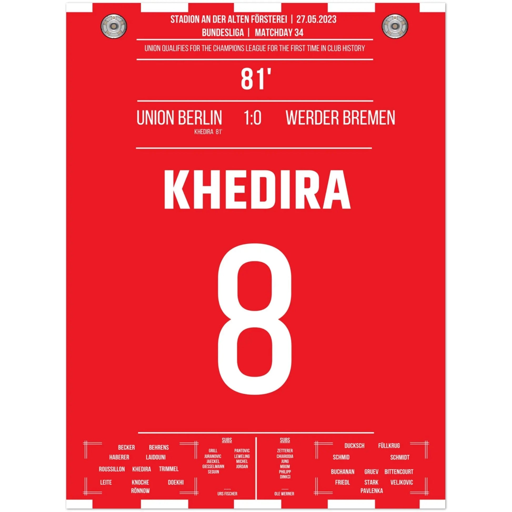 Khedira trifft zum Einzug in die Champions League 2023 45x60-cm-18x24-Ohne-Rahmen