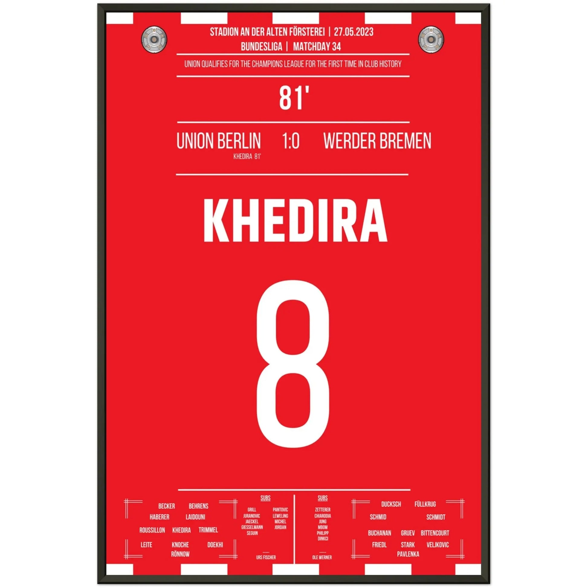 Khedira trifft zum Einzug in die Champions League 2023 60x90-cm-24x36-Schwarzer-Aluminiumrahmen