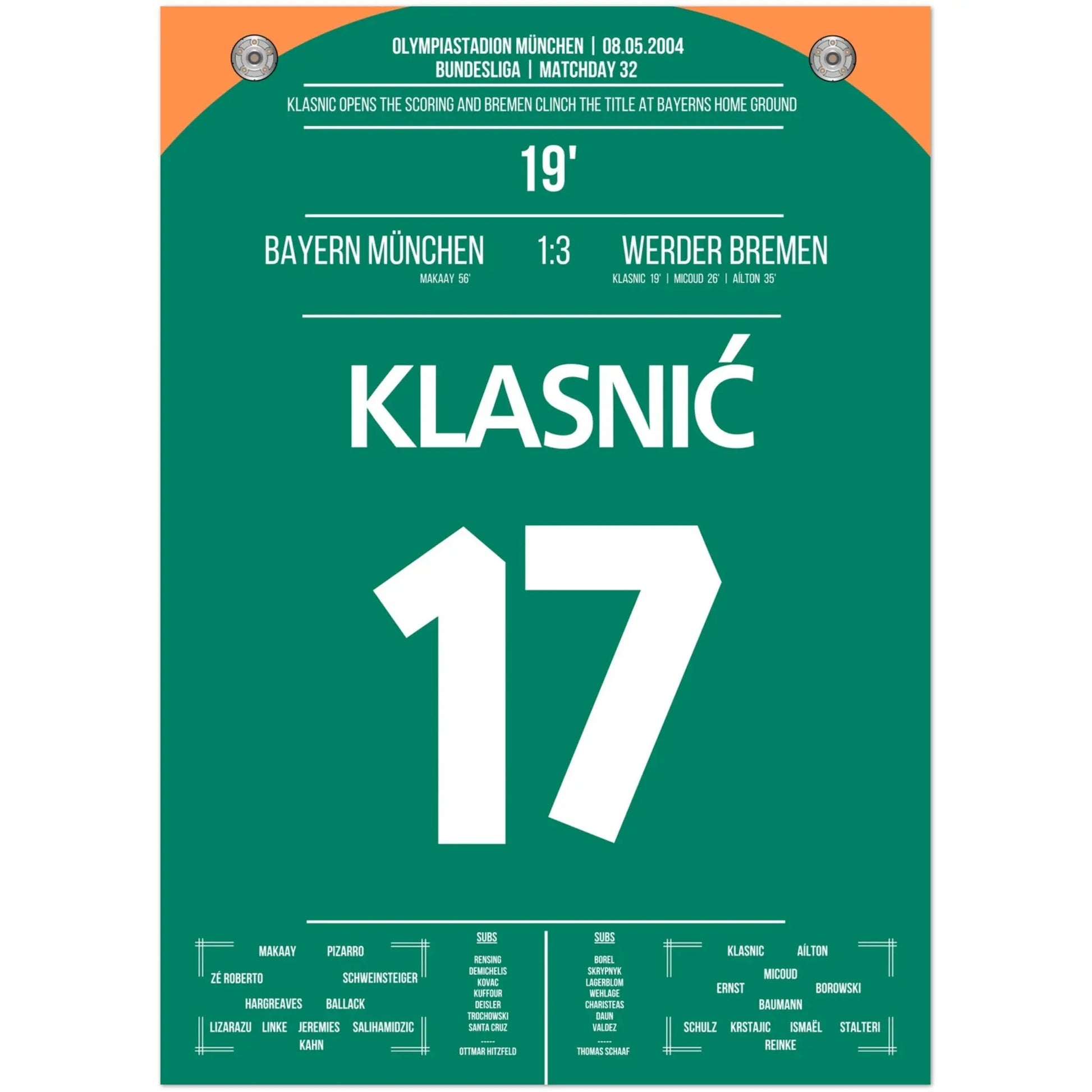 Klasnic's Treffer beim Meisterschaftsgewinn in München 2004 50x70-cm-20x28-Ohne-Rahmen