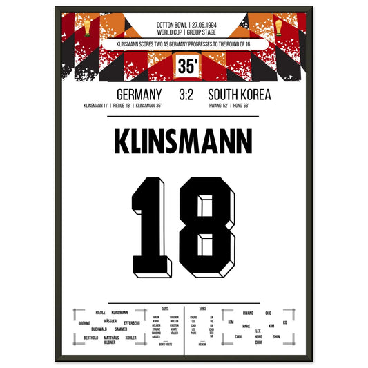 Klinsmann schießt Deutschland mit Doppelpack ins Achtelfinale der WM 1994 50x70-cm-20x28-Schwarzer-Aluminiumrahmen