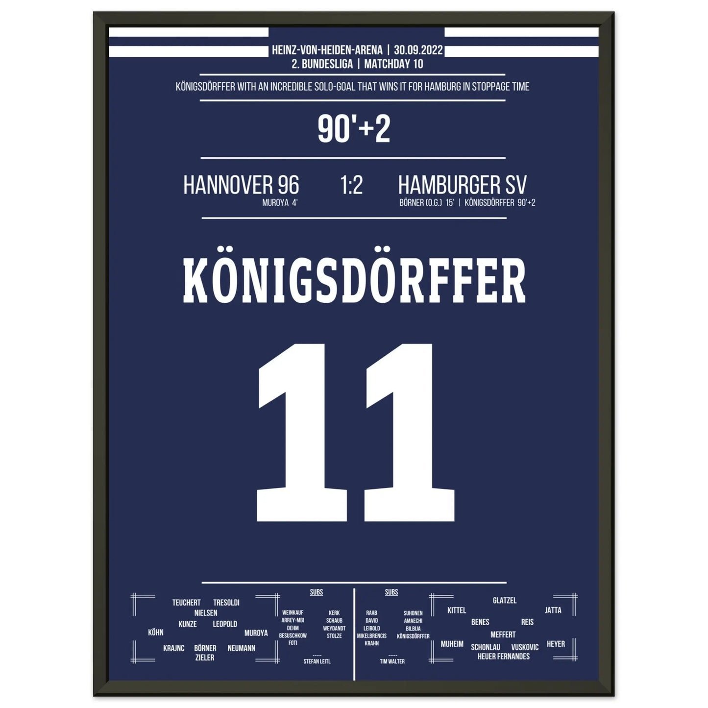 Königsdörffer's Weltklasse-Solo zum Siegtreffer in Hannover 45x60-cm-18x24-Schwarzer-Aluminiumrahmen