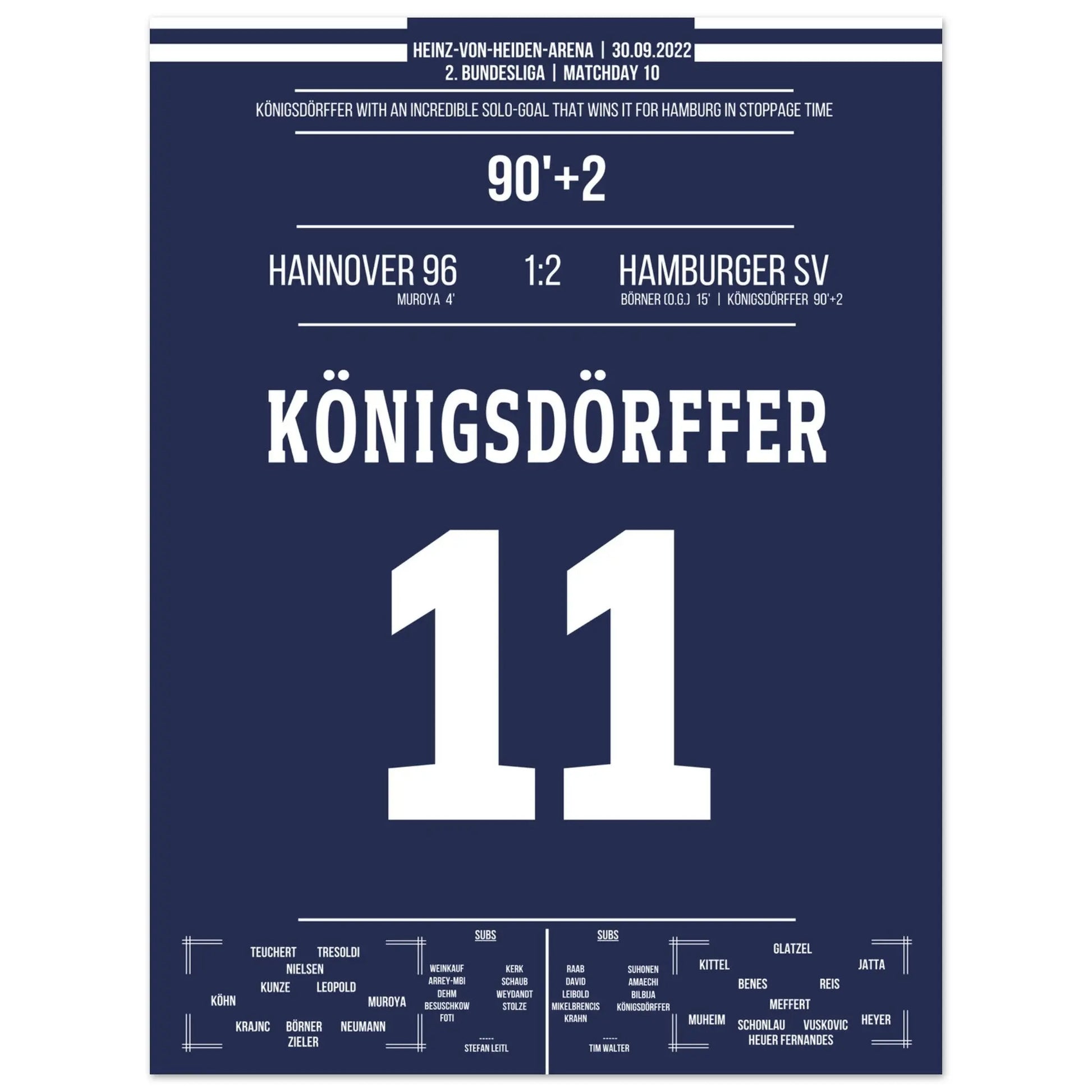 Königsdörffer's Weltklasse-Solo zum Siegtreffer in Hannover 30x40-cm-12x16-Ohne-Rahmen