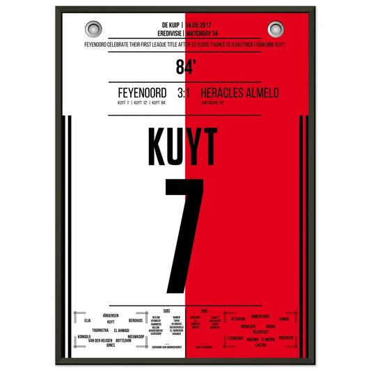 Kuyt Hattrick zum ersten Meistertitel nach 18 Jahren für Feyenoord 50x70-cm-20x28-Schwarzer-Aluminiumrahmen