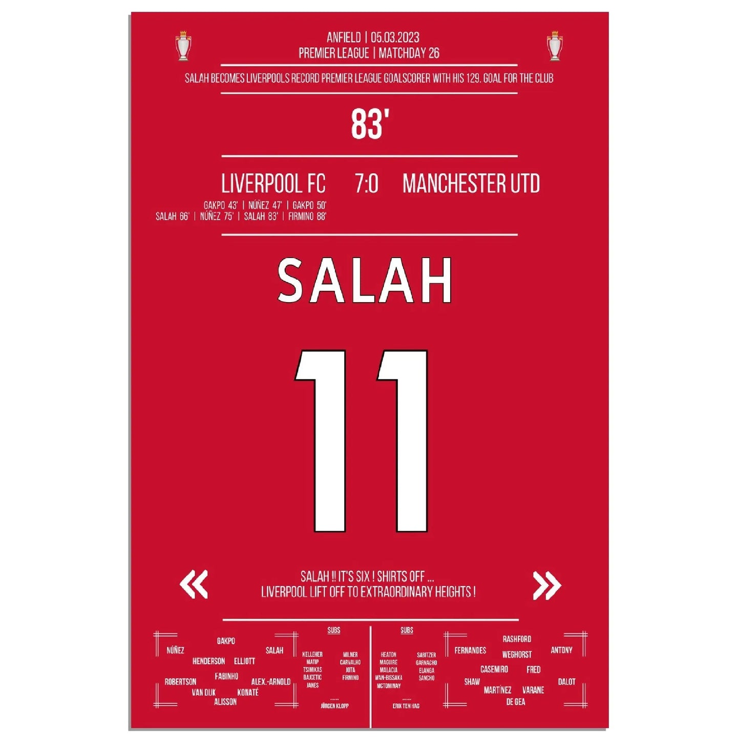 Liverpool zerlegt ManU - Salah mit Rekord-Tor 