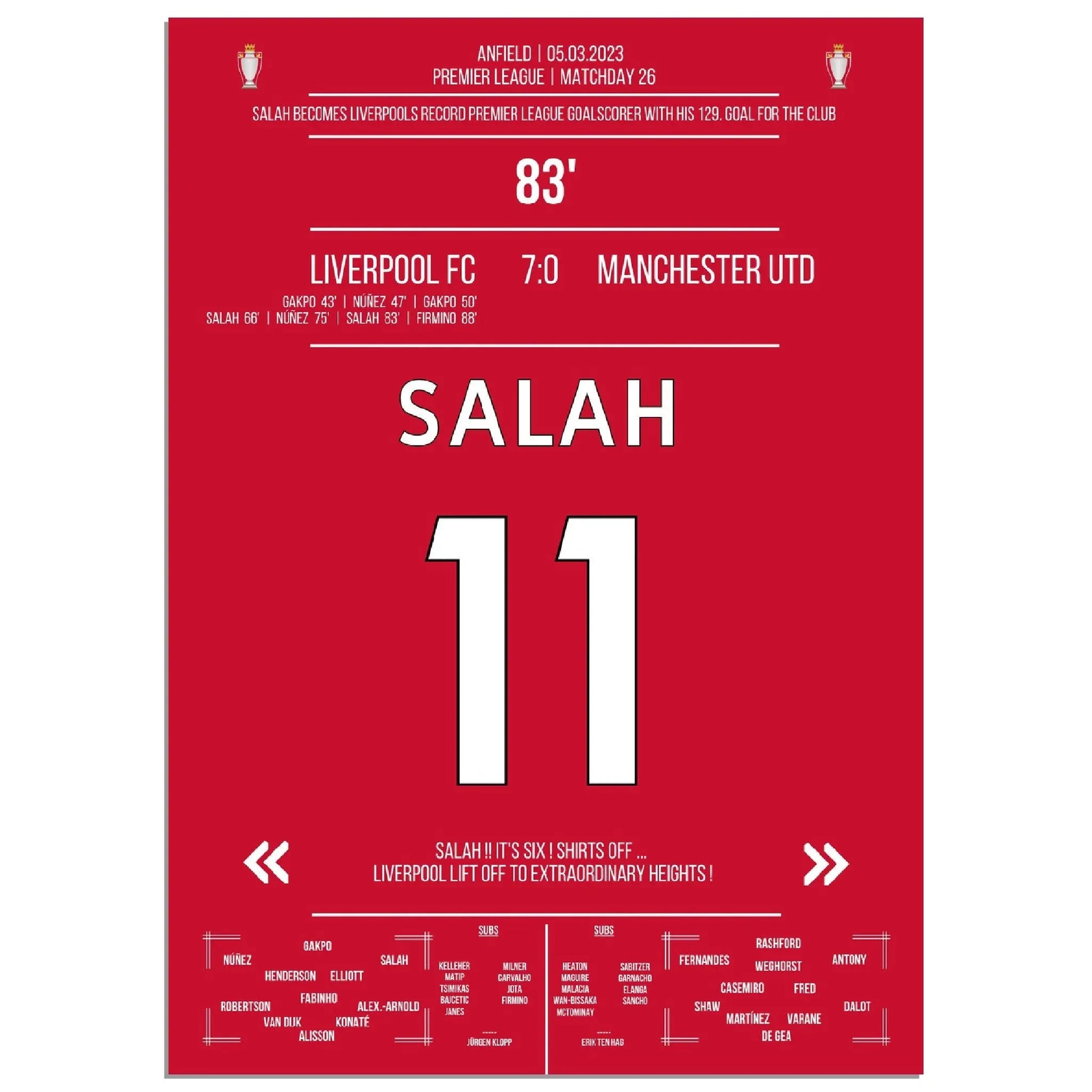 Liverpool zerlegt ManU - Salah mit Rekord-Tor 