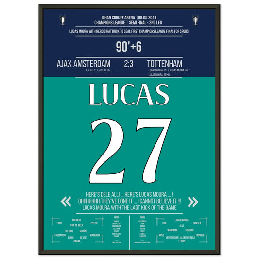 Lucas Moura legendärer Hattrick führt ins CL Finale 50x70-cm-20x28-Schwarzer-Aluminiumrahmen