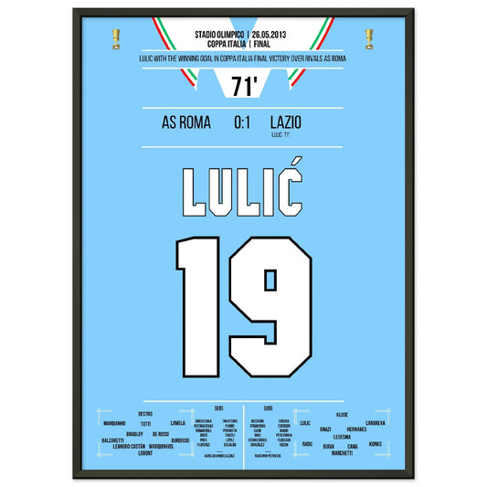Lulic mit Siegtreffer im Coppa Italia Finale 2013 50x70-cm-20x28-Schwarzer-Aluminiumrahmen