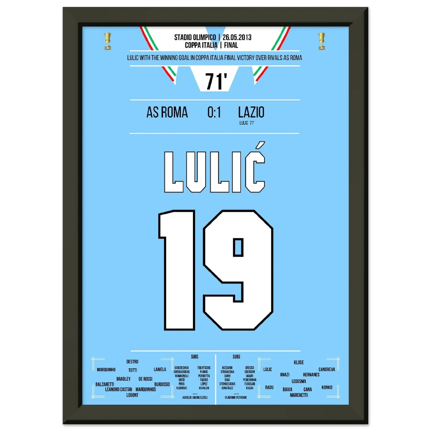Lulic mit Siegtreffer im Coppa Italia Finale 2013 A4-21x29.7-cm-8x12-Schwarzer-Aluminiumrahmen