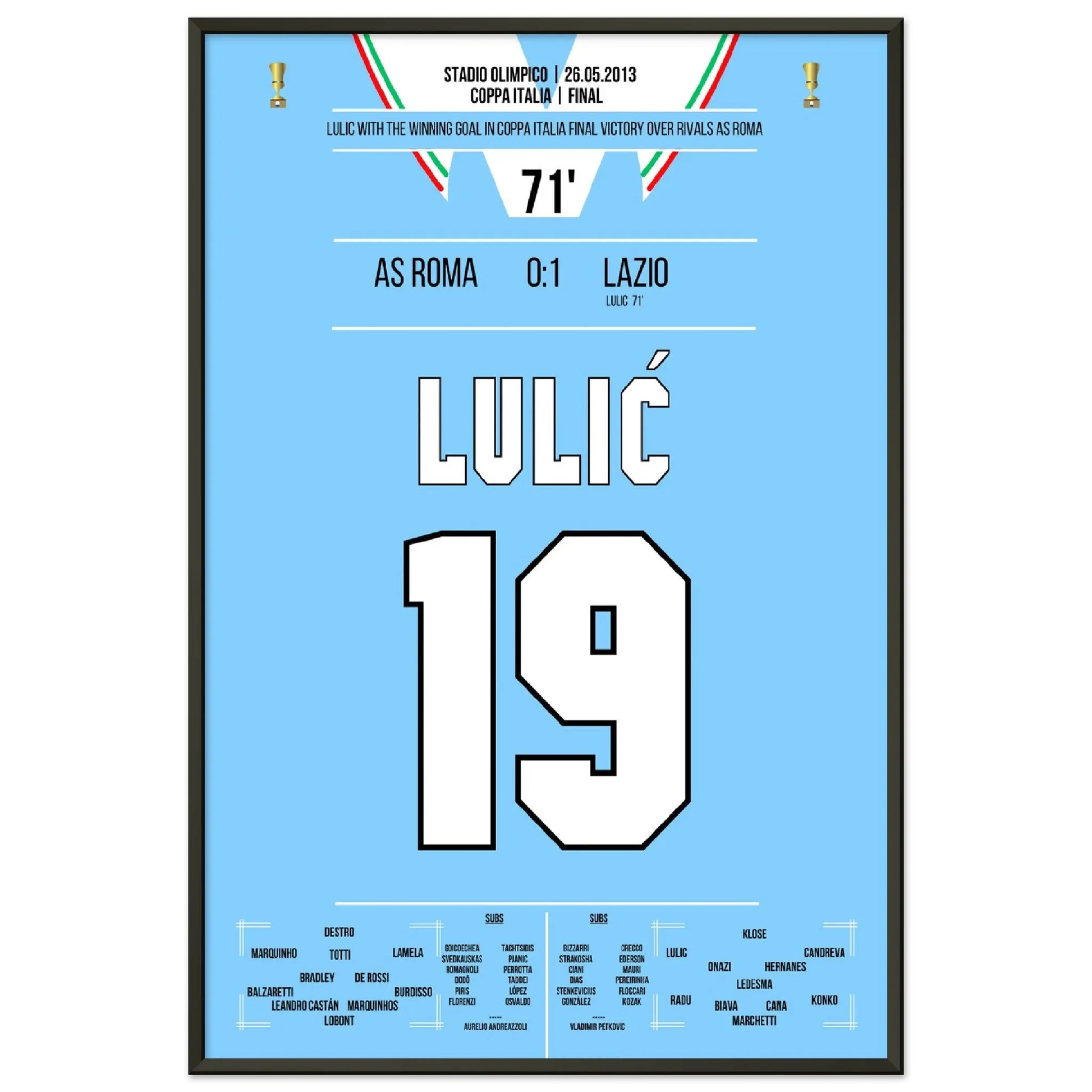 Lulic mit Siegtreffer im Coppa Italia Finale 2013 60x90-cm-24x36-Schwarzer-Aluminiumrahmen