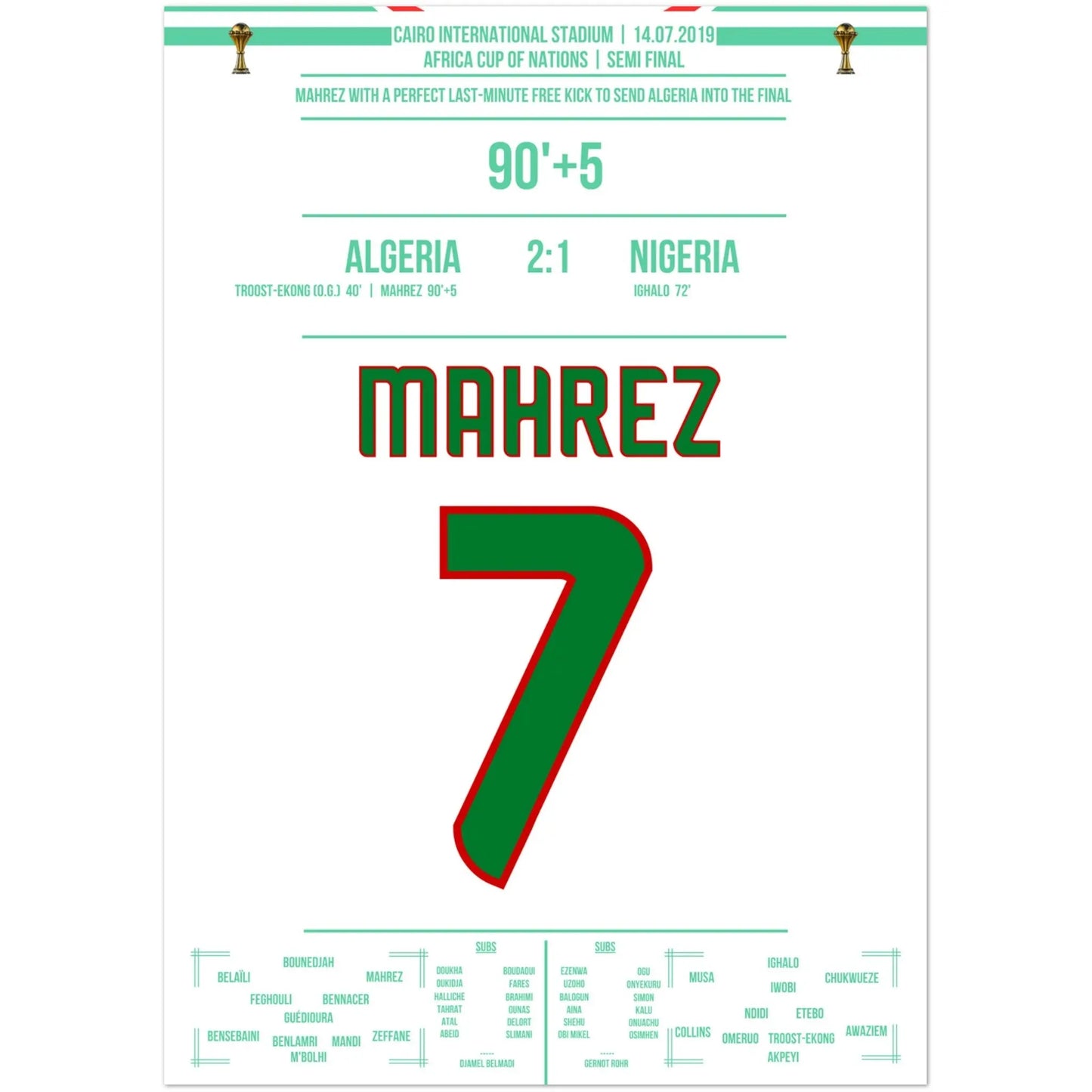 Le coup franc rêvé de Mahrez dans la dernière minute de la demi-finale de la Coupe d'Afrique des Nations