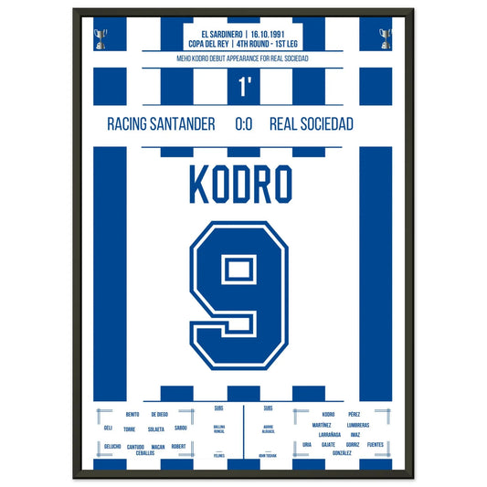 Meho Kodro Debüt für Real Sociedad 50x70-cm-20x28-Schwarzer-Aluminiumrahmen