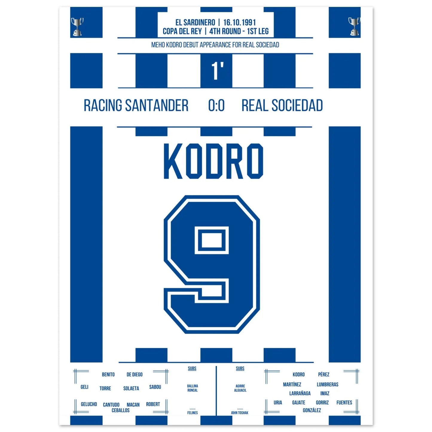 Meho Kodro Debüt für Real Sociedad 45x60-cm-18x24-Ohne-Rahmen