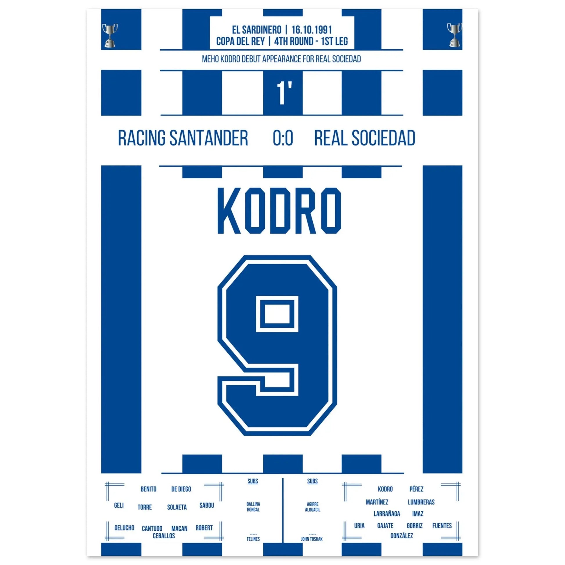 Meho Kodro Debüt für Real Sociedad 50x70-cm-20x28-Ohne-Rahmen