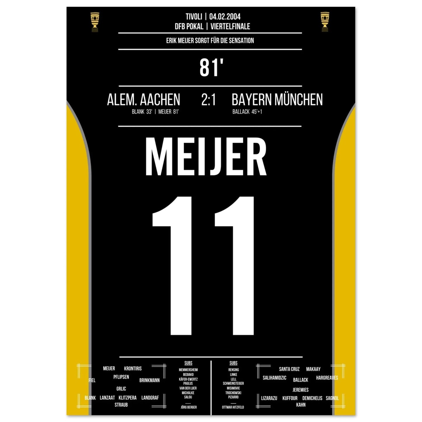 Meijer heads Aachen to a cup sensation against Bayern in 2004