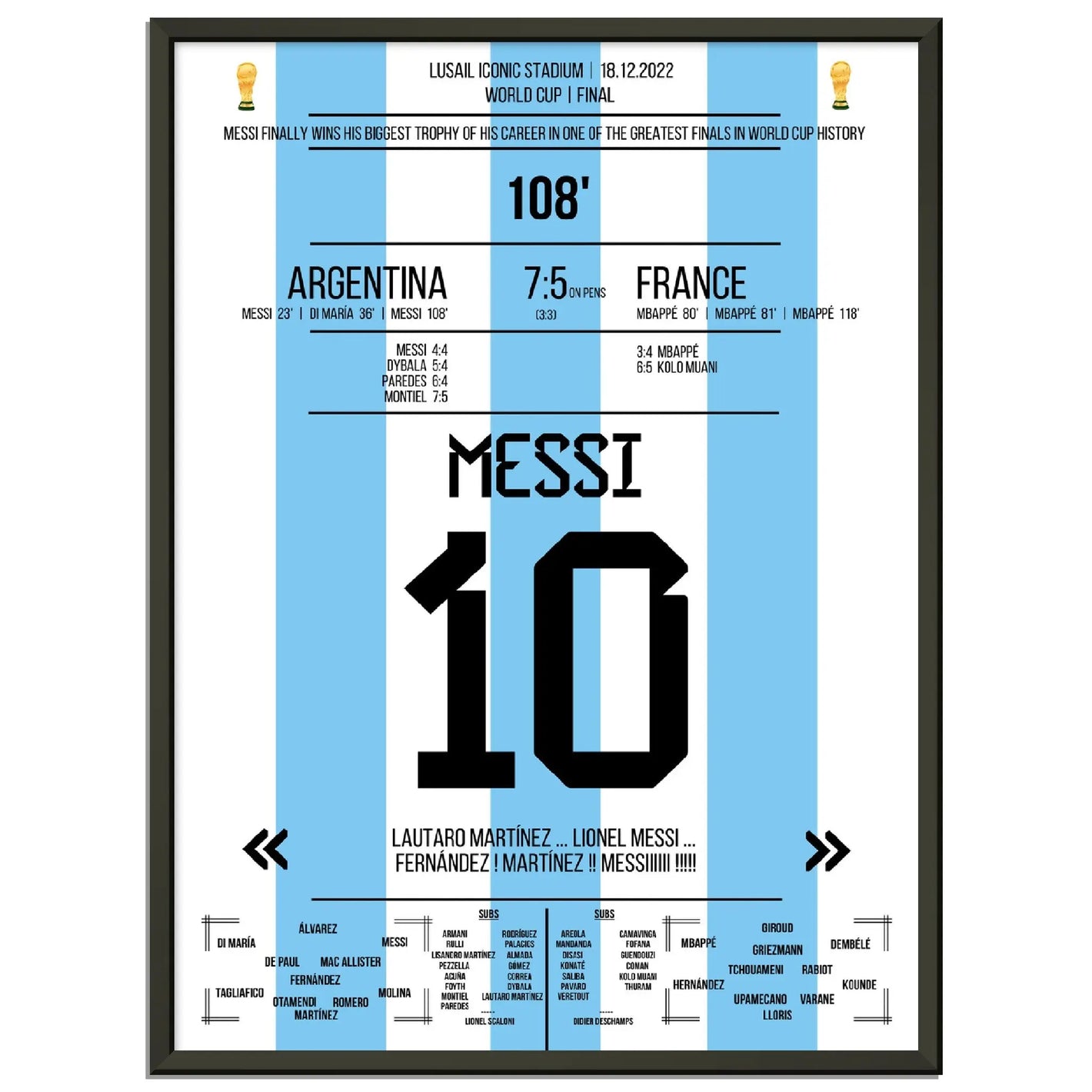 Messi macht sich unsterblich beim Gewinn der WM 2022 Argentinien - Frankreich 