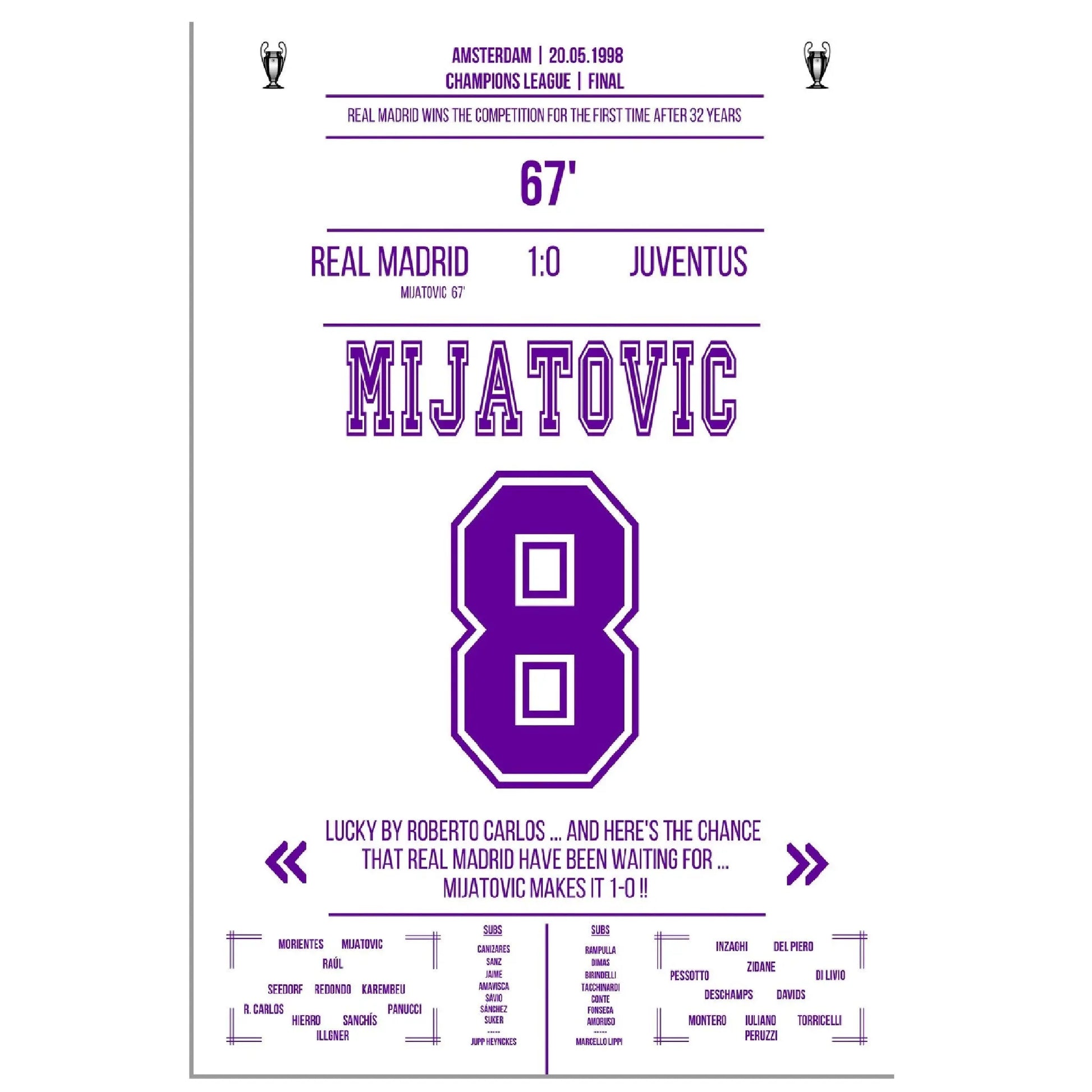 Mijatovic Siegtreffer im Champions League Finale 1998 gegen Juventus 