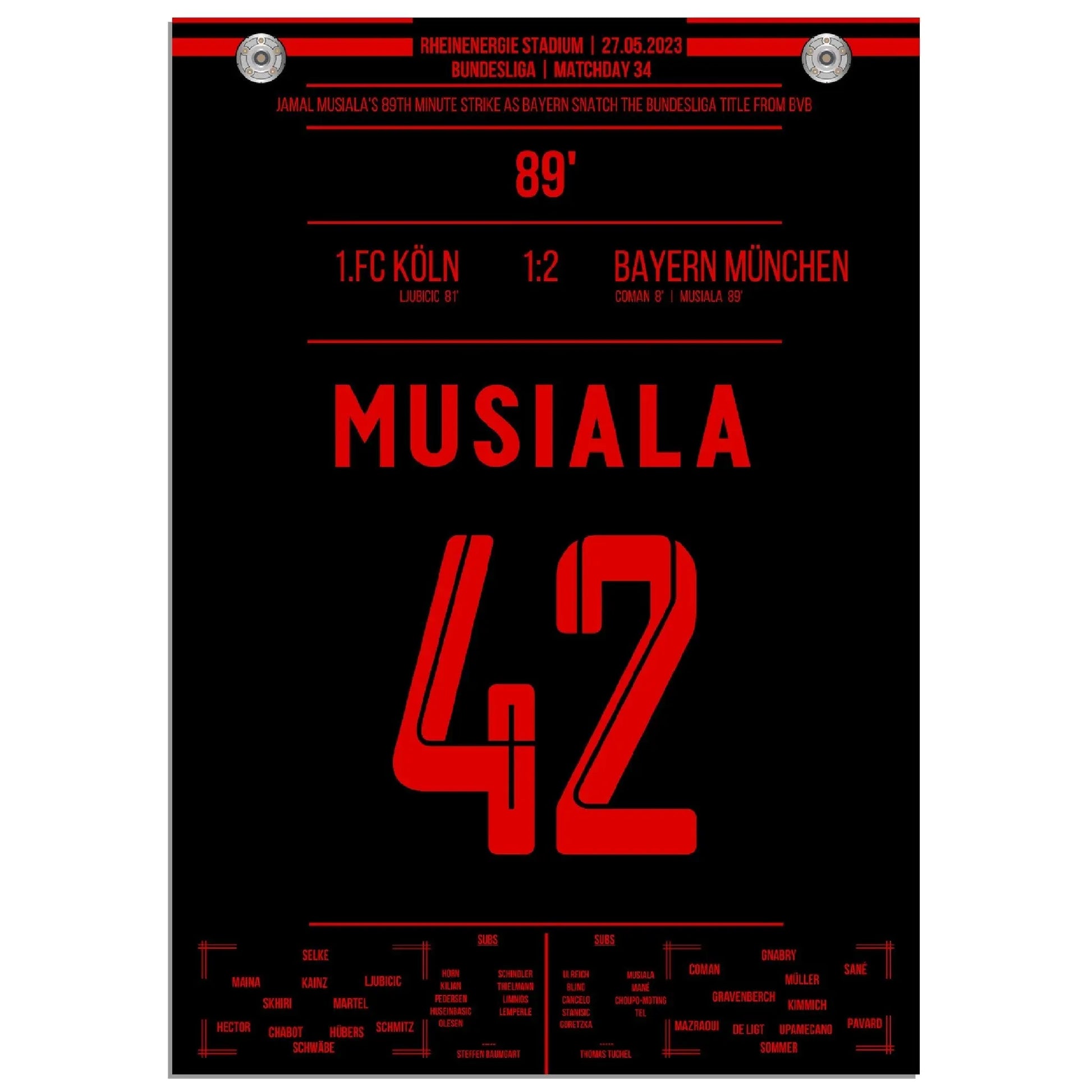 Musiala's Traumtor zur 11. Meisterschaft in Folge 2023 A4-21x29.7-cm-8x12-Ohne-Rahmen