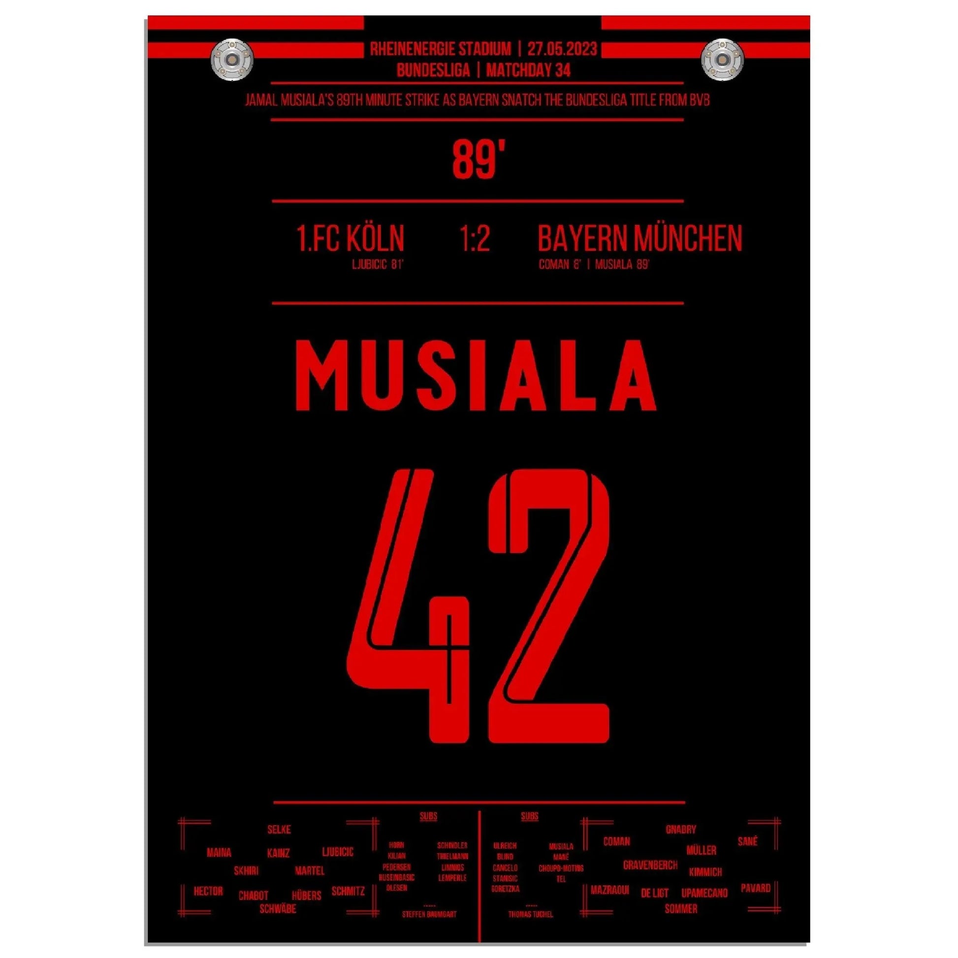 Musiala's Traumtor zur 11. Meisterschaft in Folge 2023 50x70-cm-20x28-Ohne-Rahmen
