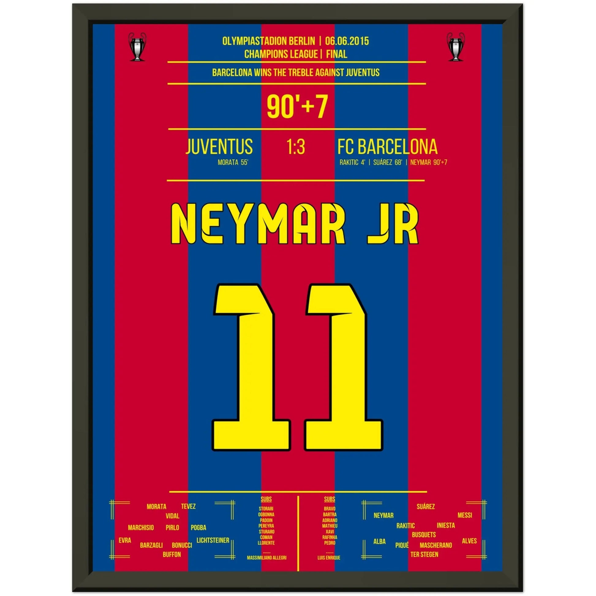 Neymar macht das Triple für Barcelona perfekt im CL Finale 2015 30x40-cm-12x16-Schwarzer-Aluminiumrahmen