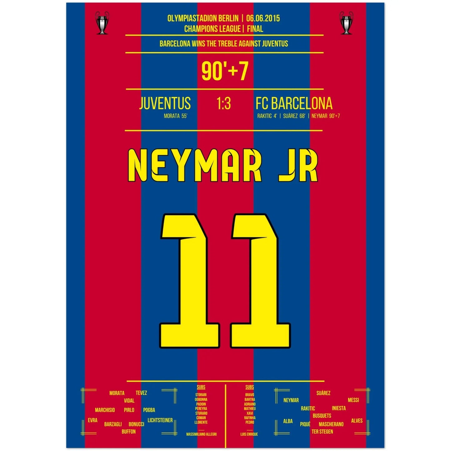 Neymar macht das Triple für Barcelona perfekt im CL Finale 2015 50x70-cm-20x28-Ohne-Rahmen