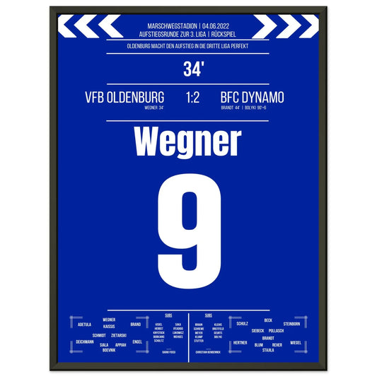 Oldenburg's Aufstieg in die 3. Liga in 2022 45x60-cm-18x24-Schwarzer-Aluminiumrahmen