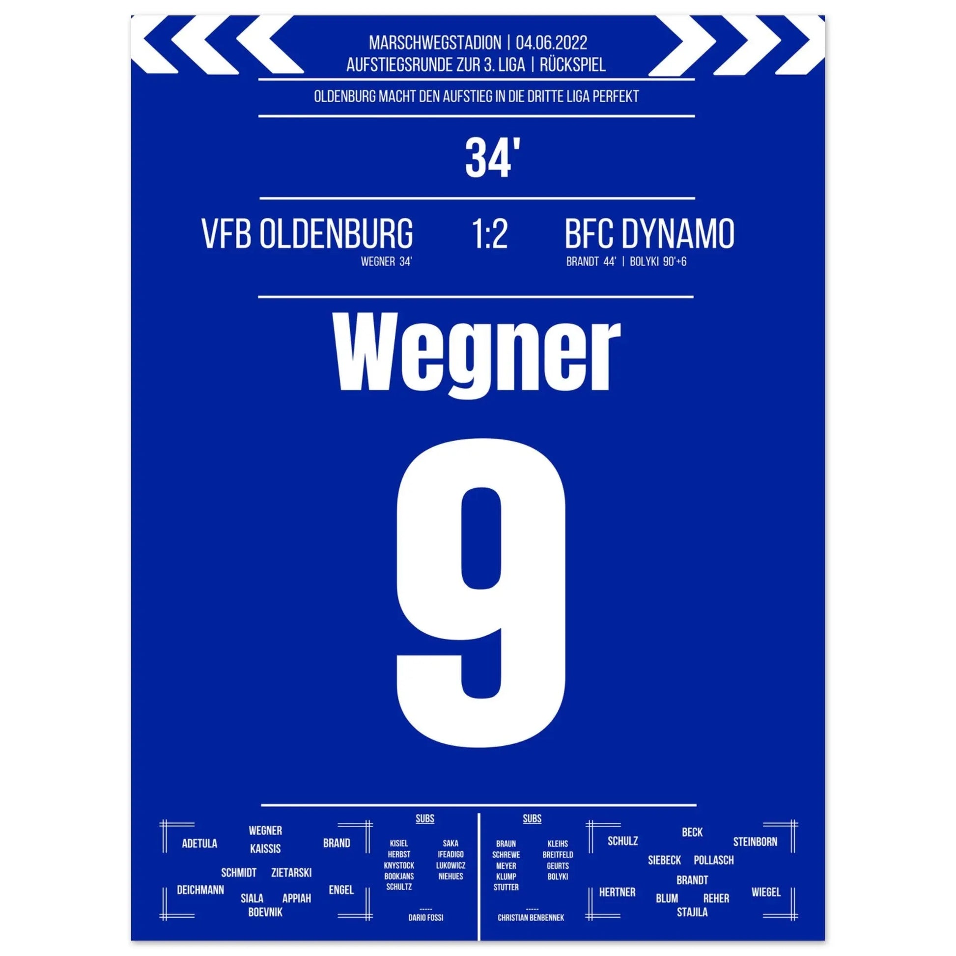 Oldenburg's Aufstieg in die 3. Liga in 2022 30x40-cm-12x16-Ohne-Rahmen