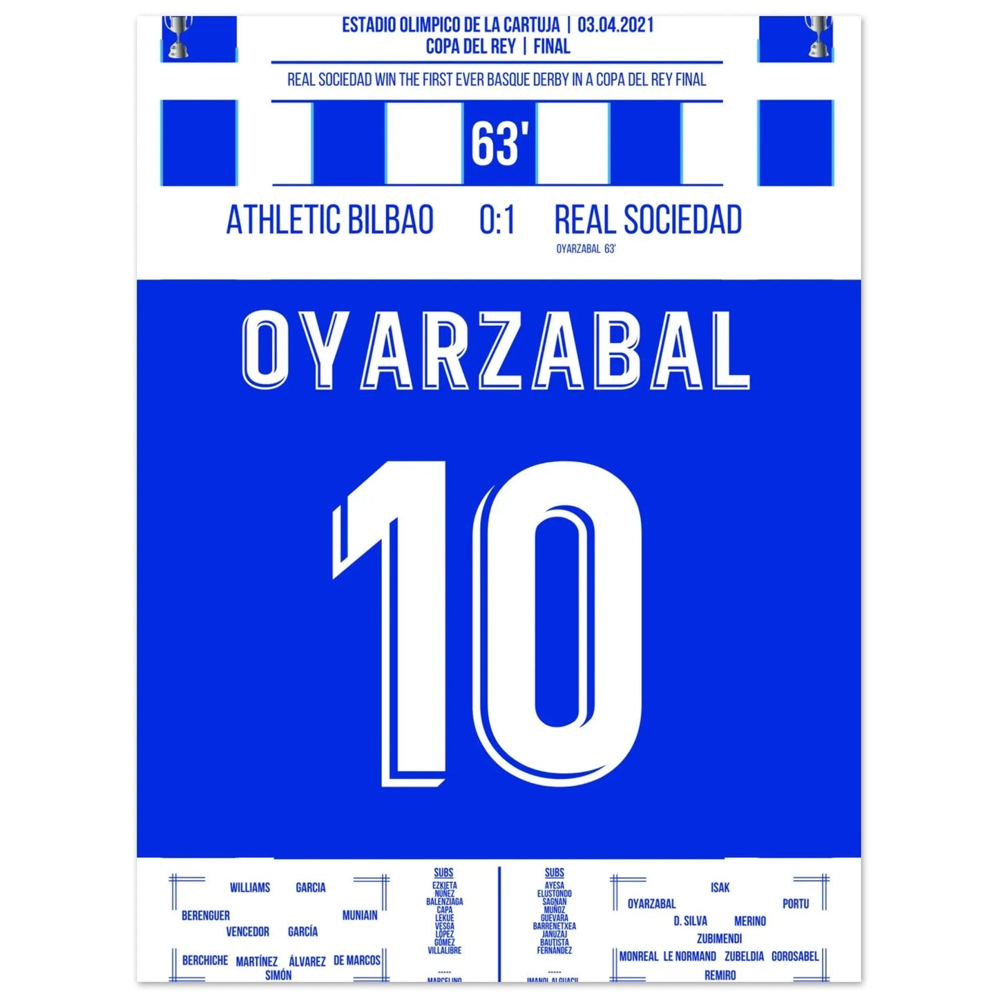 Oyarzabal entscheidet das Copa Del Rey Finale 2020 45x60-cm-18x24-Ohne-Rahmen