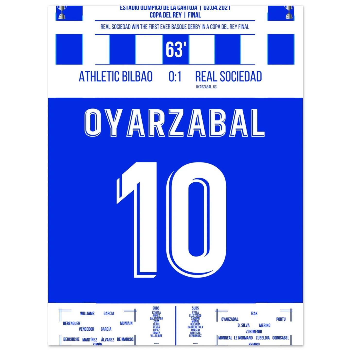 Oyarzabal entscheidet das Copa Del Rey Finale 2020 30x40-cm-12x16-Ohne-Rahmen