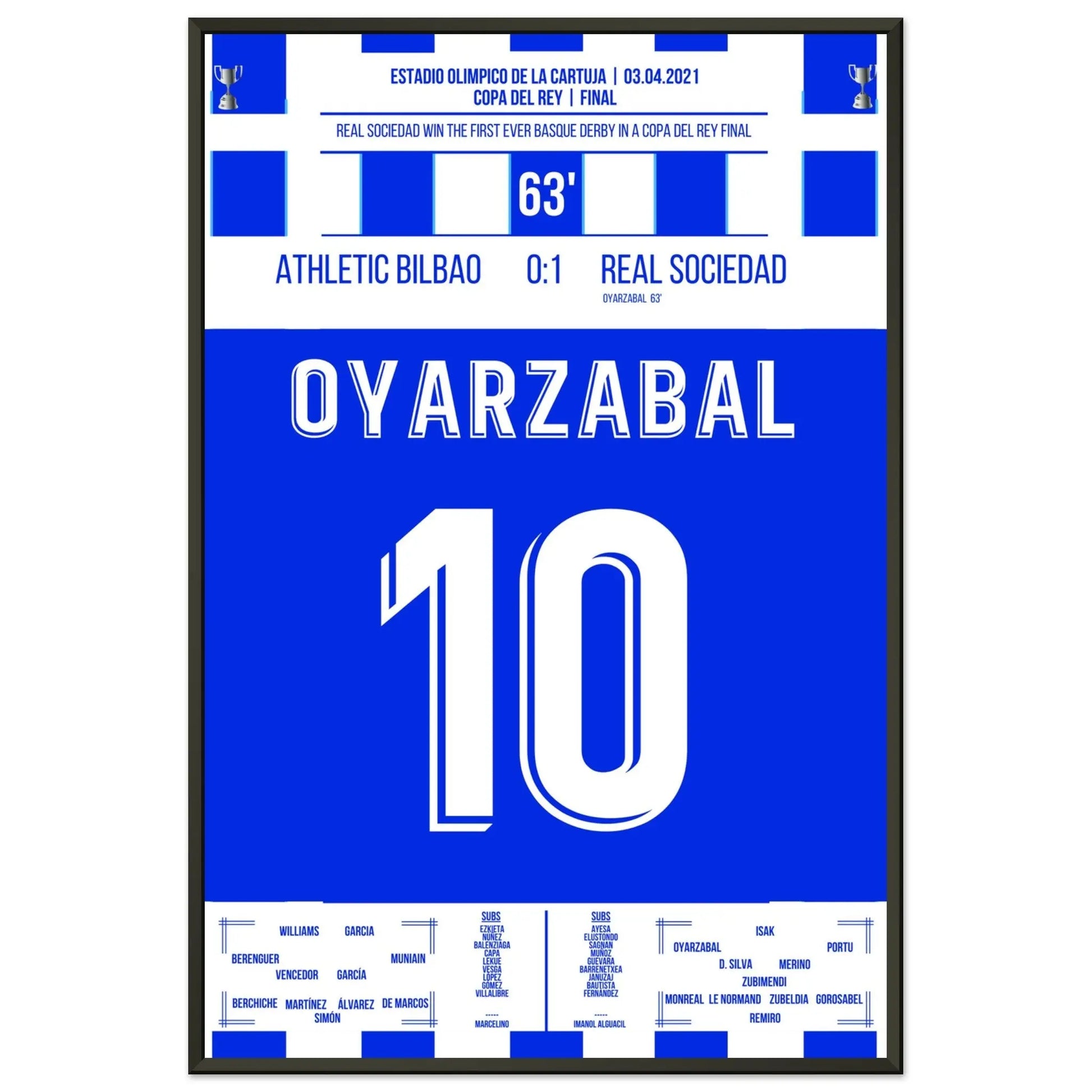 Oyarzabal entscheidet das Copa Del Rey Finale 2020 60x90-cm-24x36-Schwarzer-Aluminiumrahmen