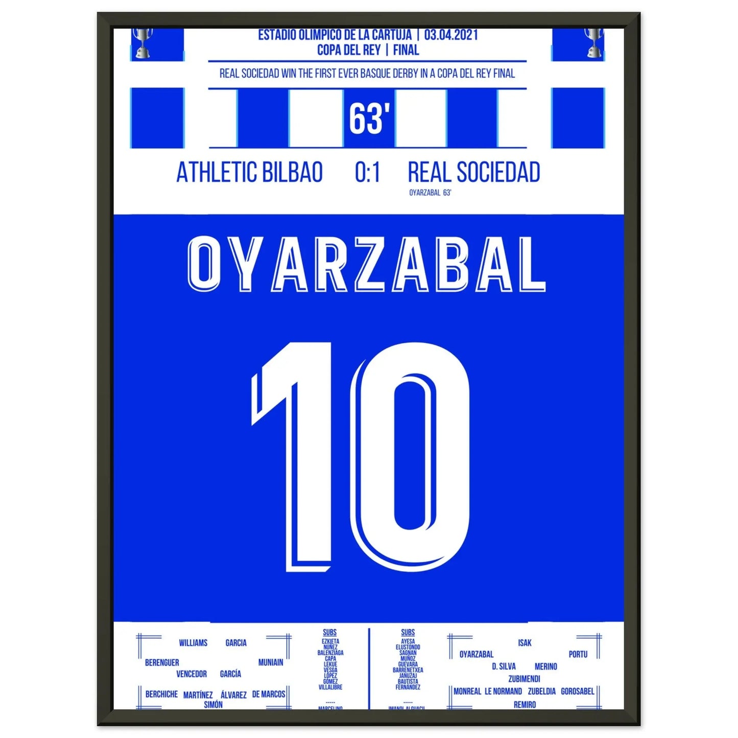 Oyarzabal entscheidet das Copa Del Rey Finale 2020 45x60-cm-18x24-Schwarzer-Aluminiumrahmen