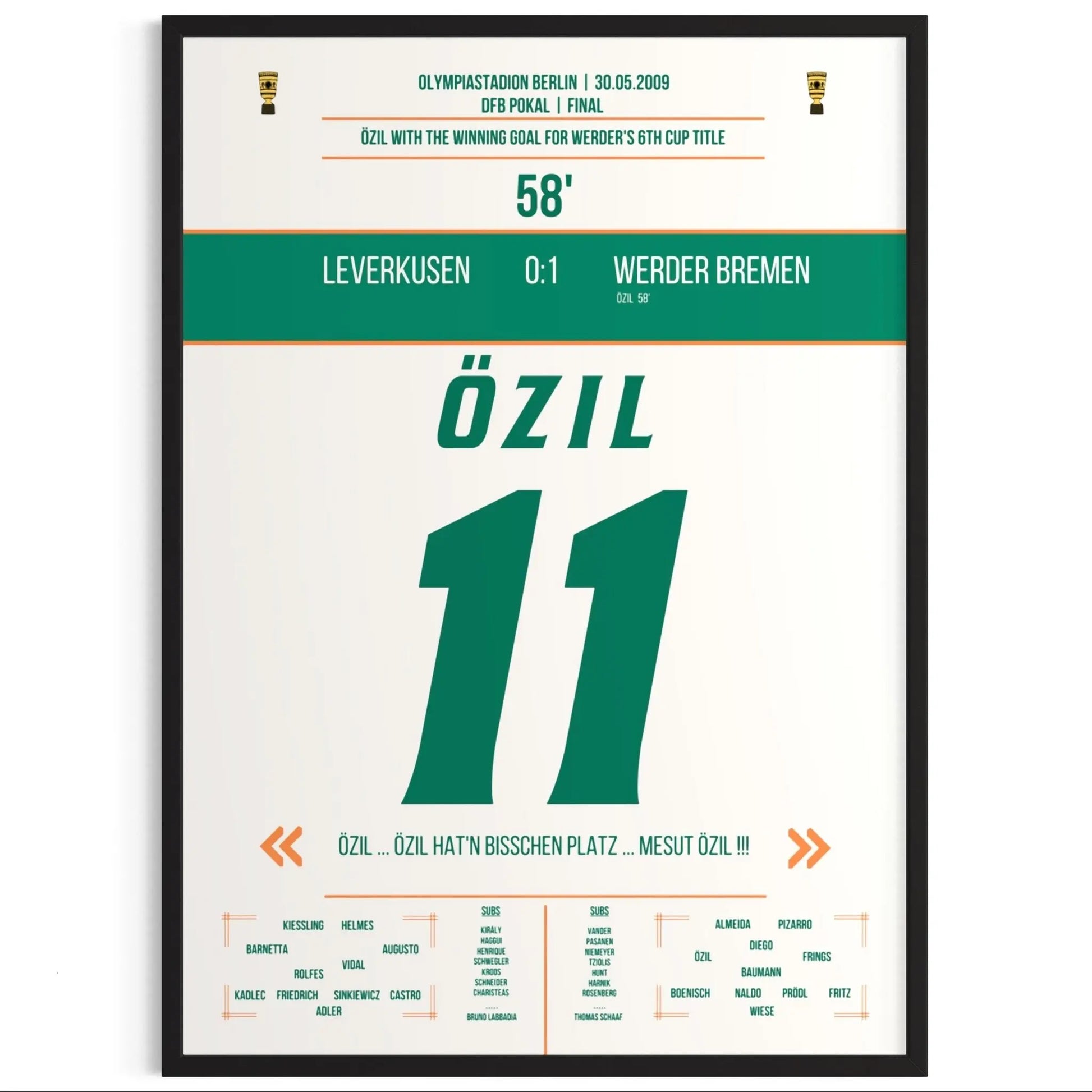 Özil's Siegtreffer bei Bremen's DFB Pokalsieg 2009 