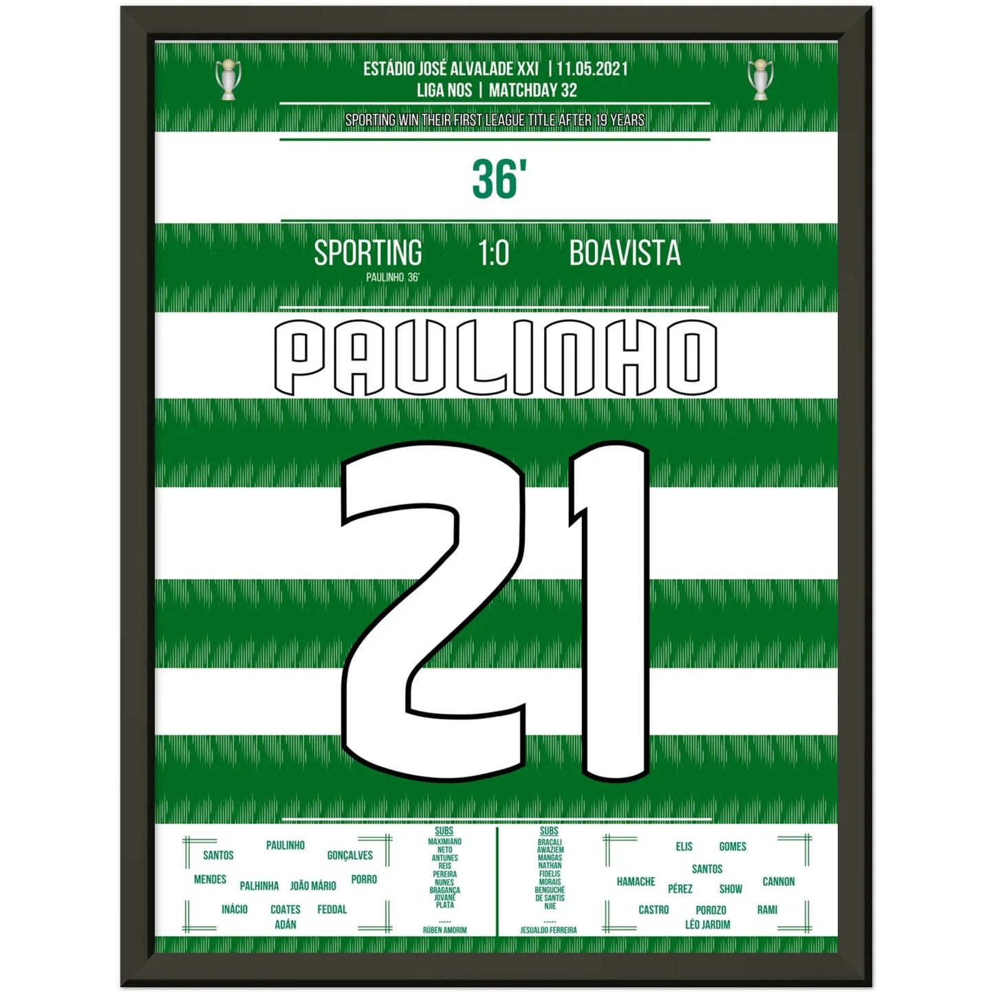 Paulinho's Tor zum ersten Titelgewinn seit 2002 30x40-cm-12x16-Schwarzer-Aluminiumrahmen
