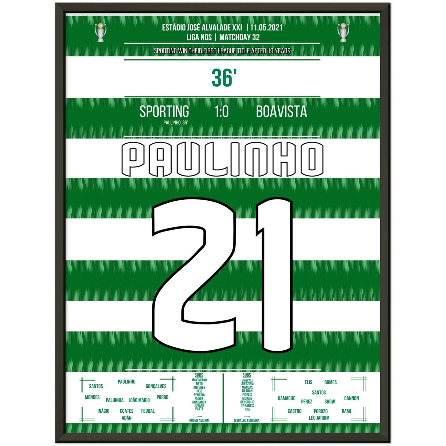 Paulinho's Tor zum ersten Titelgewinn seit 2002 45x60-cm-18x24-Schwarzer-Aluminiumrahmen