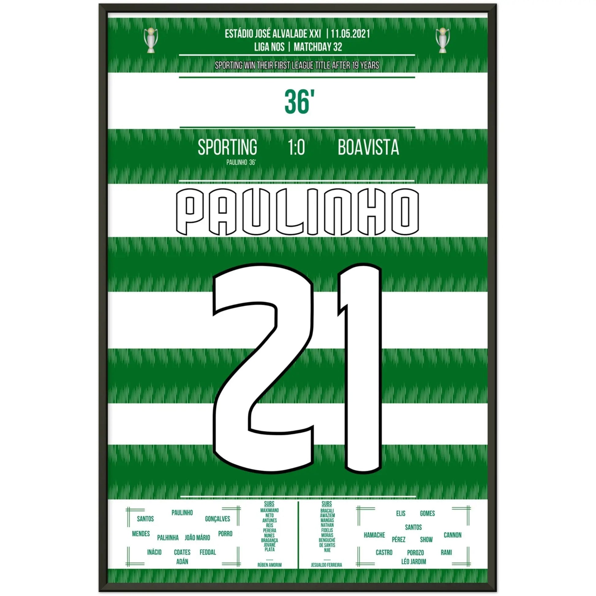Paulinho's Tor zum ersten Titelgewinn seit 2002 60x90-cm-24x36-Schwarzer-Aluminiumrahmen